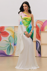 Bernice Printed Single Sleeve Maxi Dress